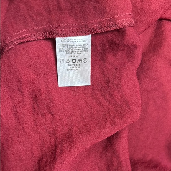 LOFT Burgundy Ruched Long Sleeve Blouse - Picture 4 of 7